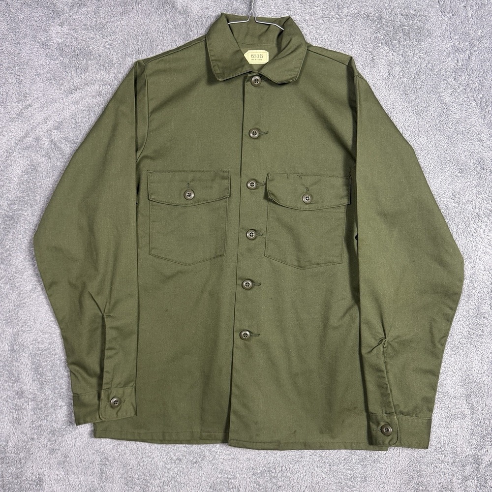 USGI Utility Military Shirt OG 507 Size 15.5 x 36 Poly Blend Dura Vintage 1982